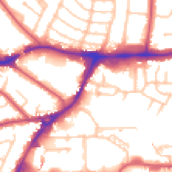 Daytime road noise heatmap for HA9 9AG