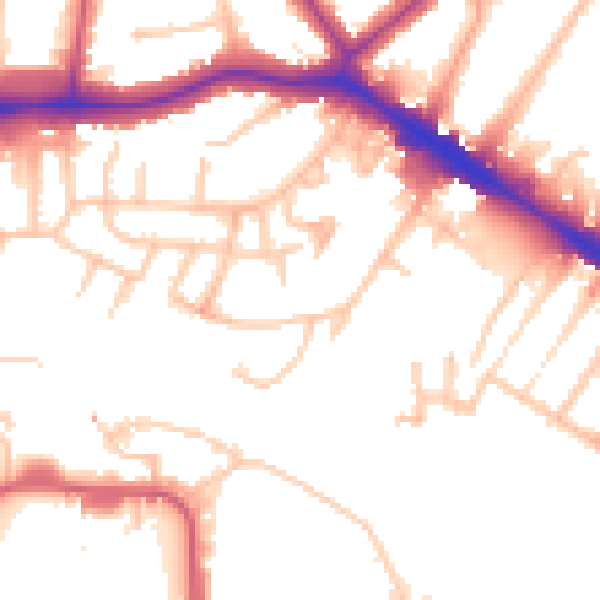 Daytime road noise heatmap for HA9 9DJ