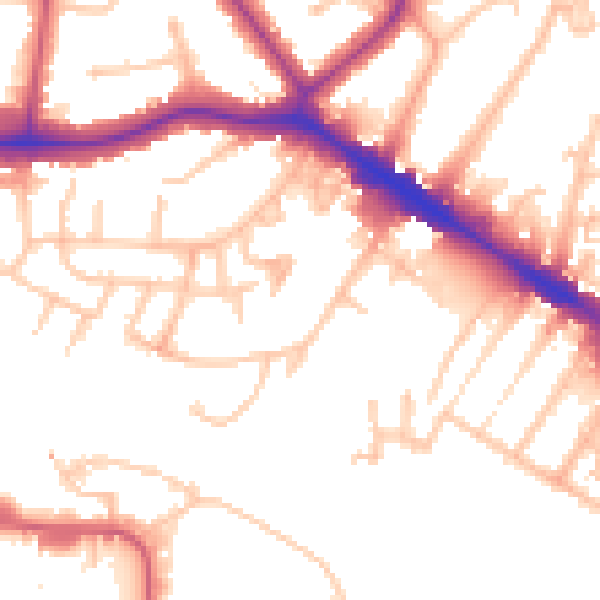 Daytime road noise heatmap for HA9 9DL