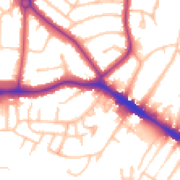 Daytime road noise heatmap for HA9 9DZ