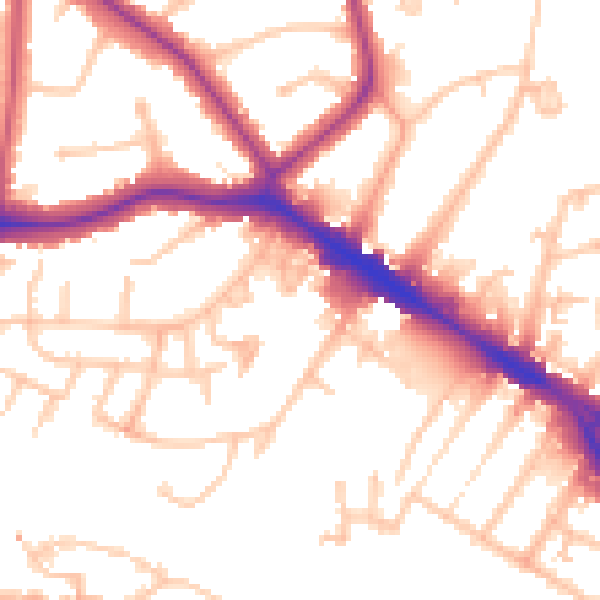 Daytime road noise heatmap for HA9 9EH