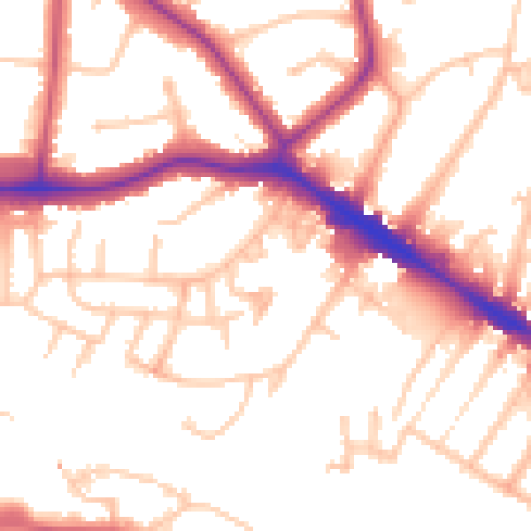 Daytime road noise heatmap for HA9 9EJ