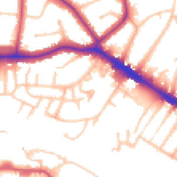 Daytime road noise heatmap for HA9 9EL