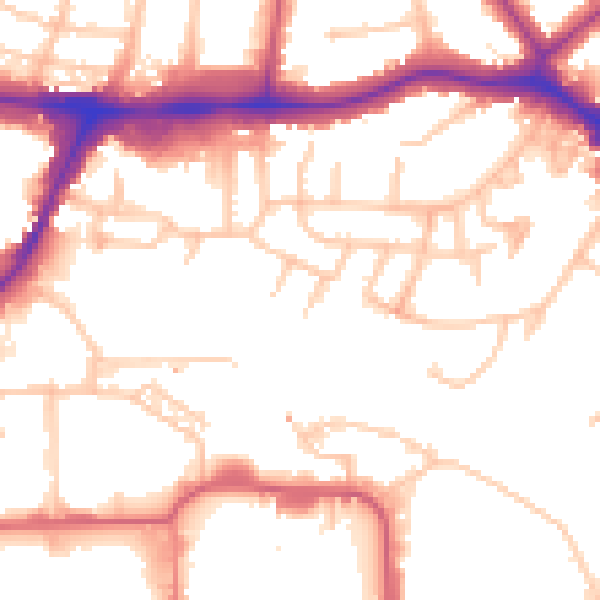Daytime road noise heatmap for HA9 9FF