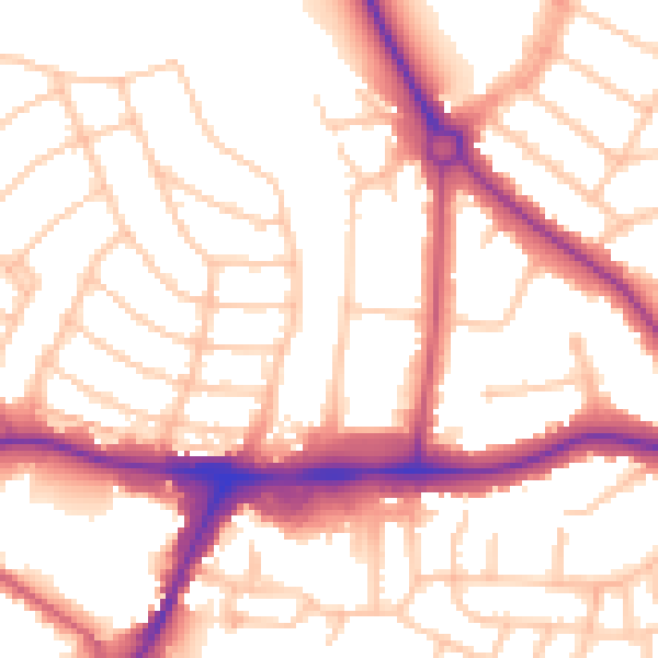 Daytime road noise heatmap for HA9 9JE