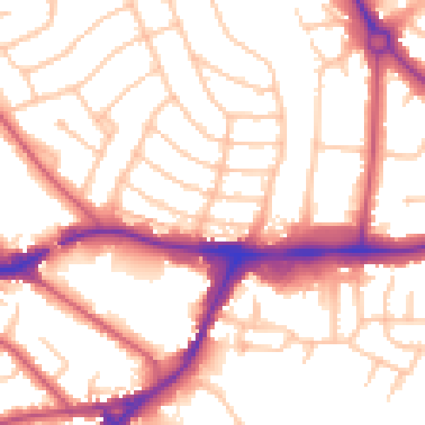 Daytime road noise heatmap for HA9 9NA