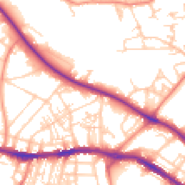 Daytime road noise heatmap for HD3 3AE