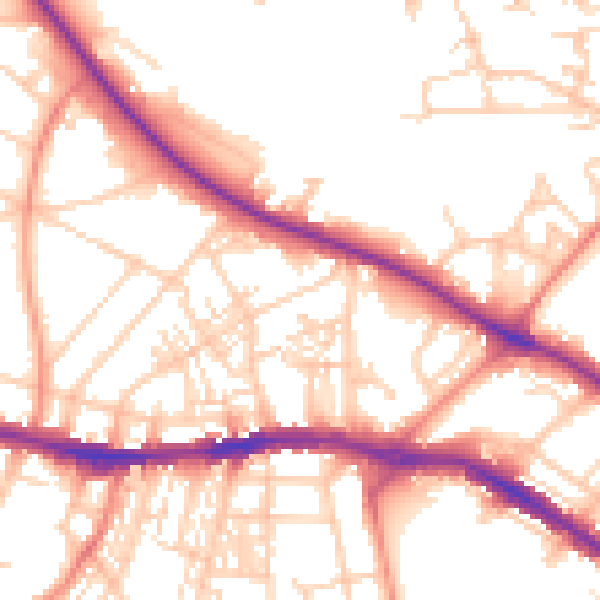Daytime road noise heatmap for HD3 3AF