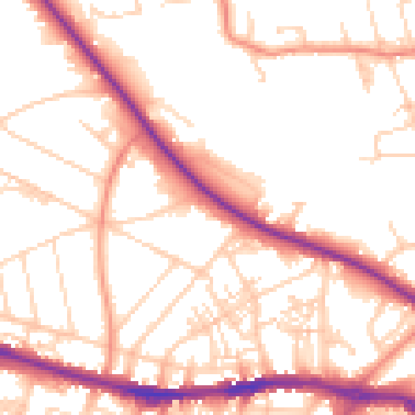 Daytime road noise heatmap for HD3 3AJ