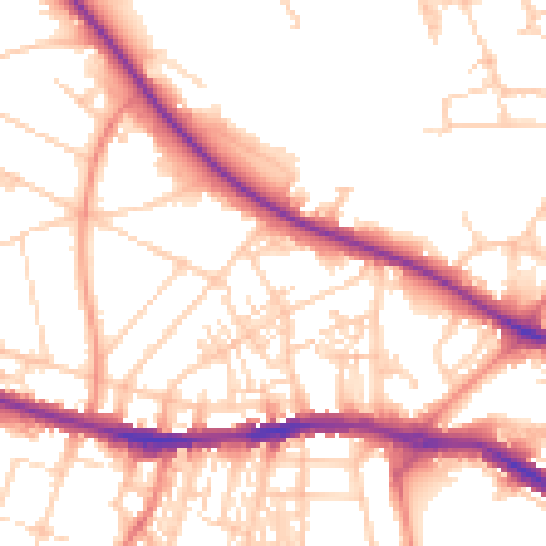 Daytime road noise heatmap for HD3 3AQ