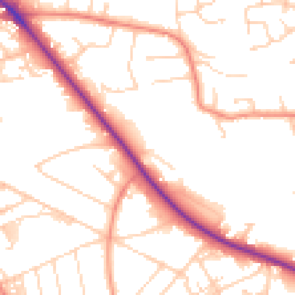 Daytime road noise heatmap for HD3 3AS