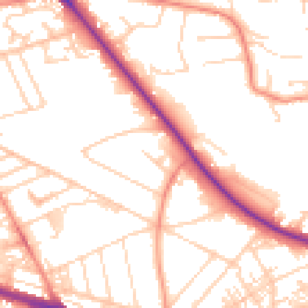 Daytime road noise heatmap for HD3 3AX