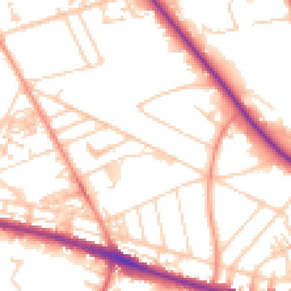 Daytime road noise heatmap for HD3 3BA