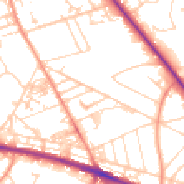 Daytime road noise heatmap for HD3 3BD