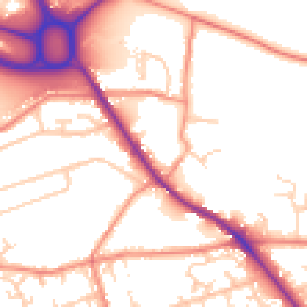 Daytime road noise heatmap for HD3 3BE