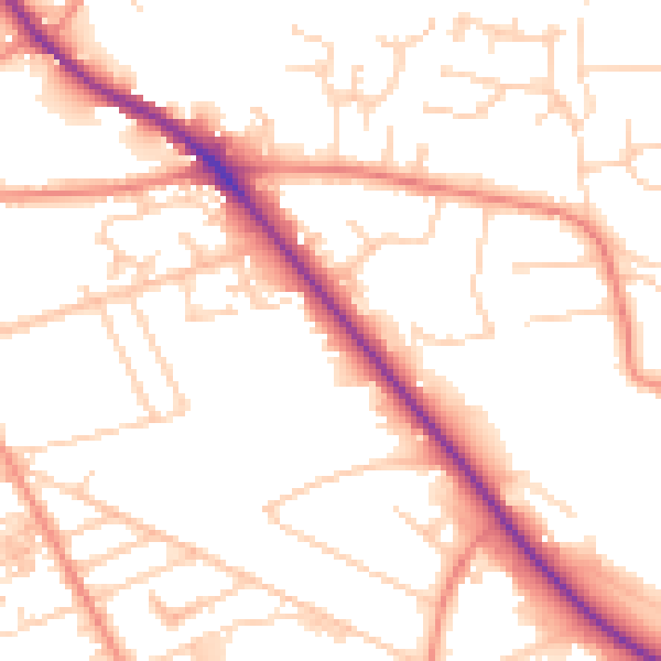 Daytime road noise heatmap for HD3 3BN