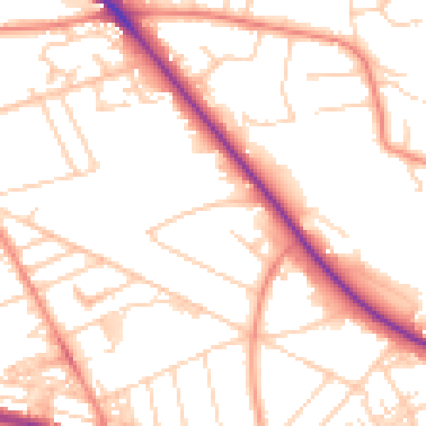 Daytime road noise heatmap for HD3 3BQ