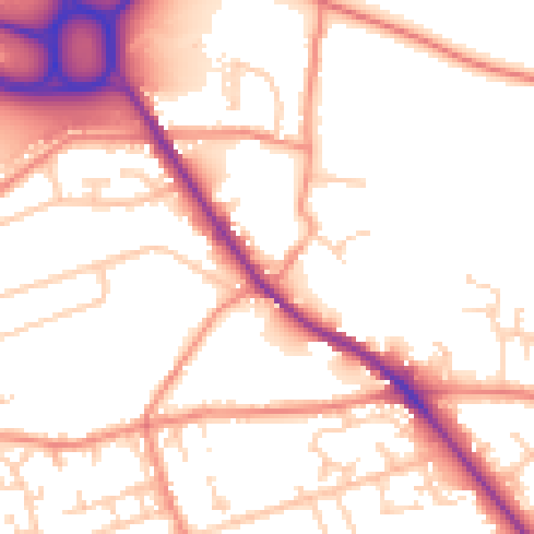 Daytime road noise heatmap for HD3 3BU