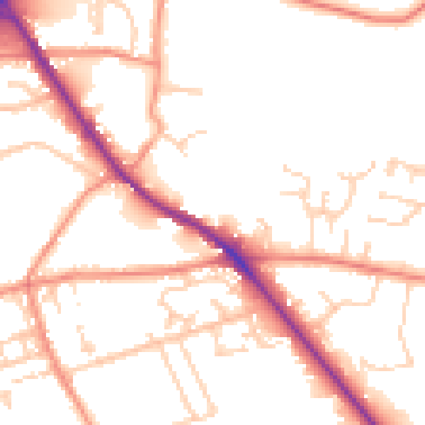 Daytime road noise heatmap for HD3 3BY