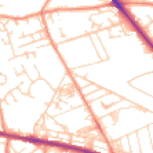 Daytime road noise heatmap for HD3 3EQ