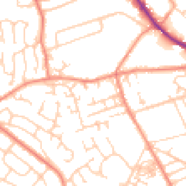 Daytime road noise heatmap for HD3 3LJ