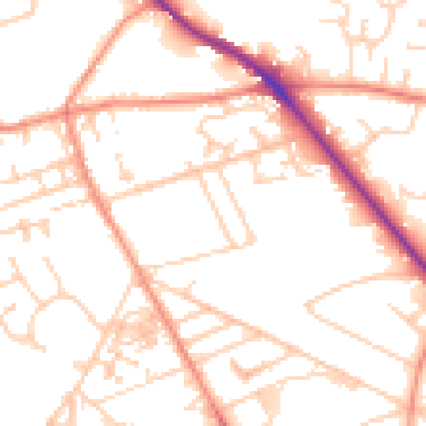 Daytime road noise heatmap for HD3 3LU