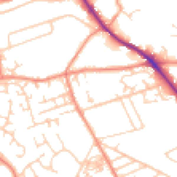 Daytime road noise heatmap for HD3 3LY