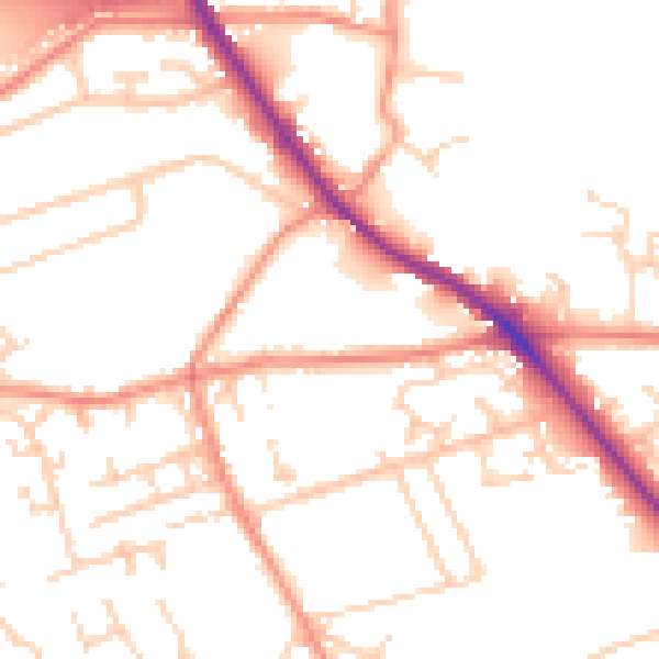 Daytime road noise heatmap for HD3 3NU