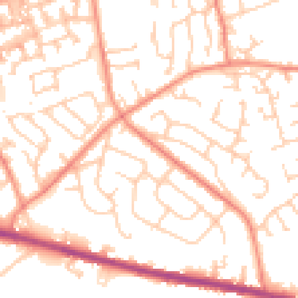 Daytime road noise heatmap for HD3 3PW