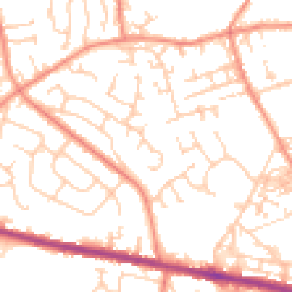 Daytime road noise heatmap for HD3 3QF