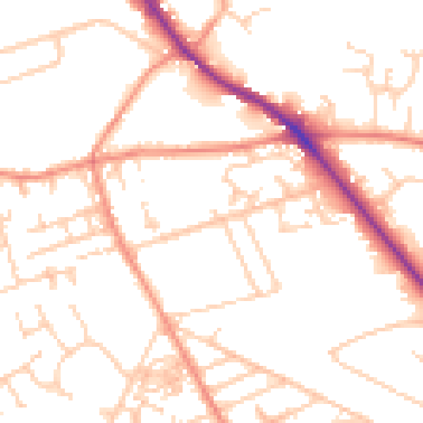 Daytime road noise heatmap for HD3 3QJ