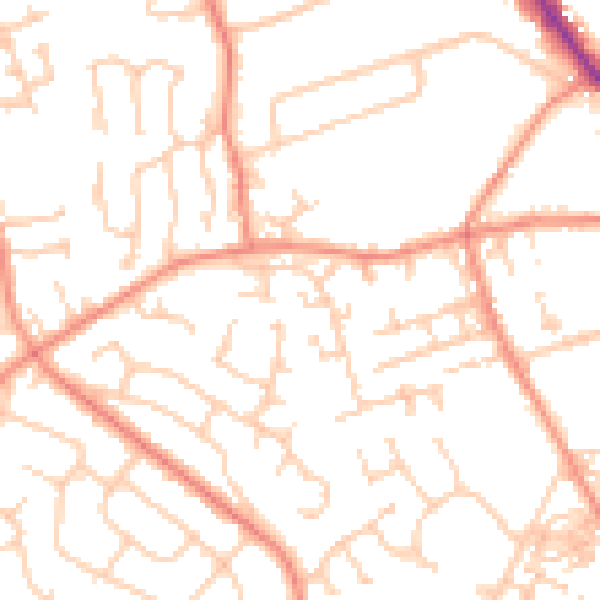 Daytime road noise heatmap for HD3 3RQ