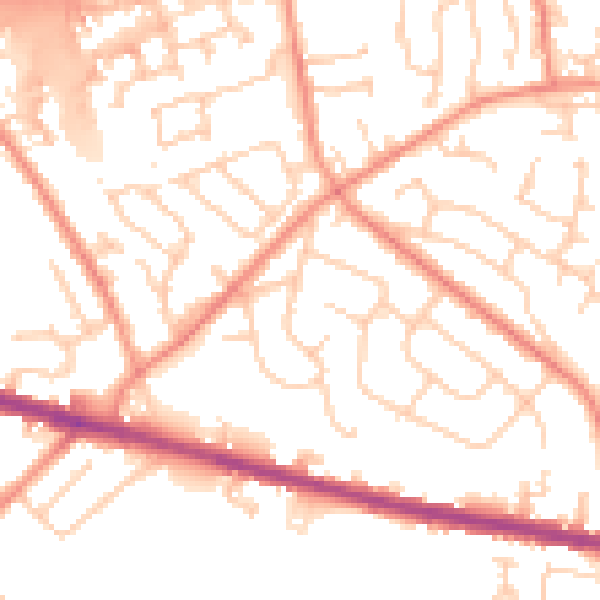 Daytime road noise heatmap for HD3 3SW