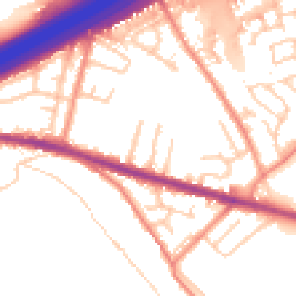 Daytime road noise heatmap for HD3 3XZ