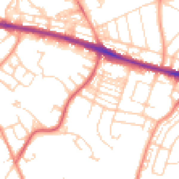 Daytime road noise heatmap for HD3 4BD