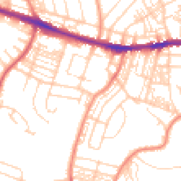 Daytime road noise heatmap for HD3 4BW