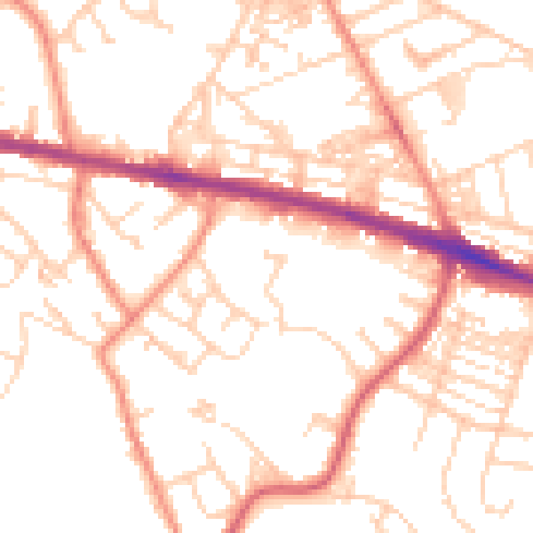 Daytime road noise heatmap for HD3 4EG