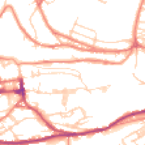 Daytime road noise heatmap for HD3 4JN