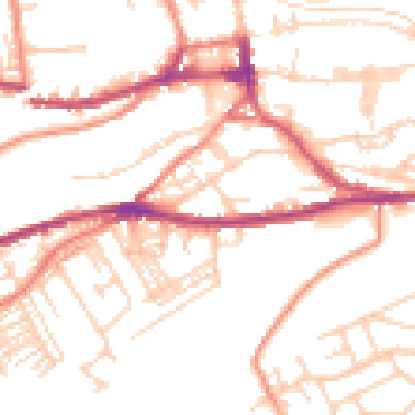 Daytime road noise heatmap for HD3 4LJ