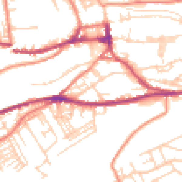 Daytime road noise heatmap for HD3 4LW