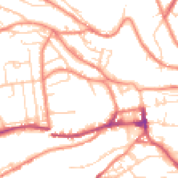 Daytime road noise heatmap for HD3 4QU