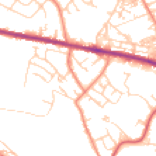 Daytime road noise heatmap for HD3 4YW