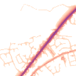 Daytime road noise heatmap for HD8 9UZ