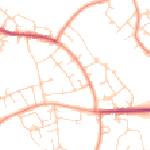 Daytime road noise heatmap for HP1 2PS