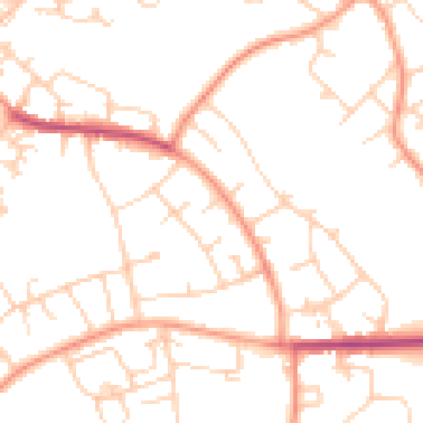 Daytime road noise heatmap for HP1 2QN