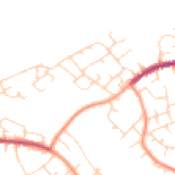 Daytime road noise heatmap for HP1 3NQ