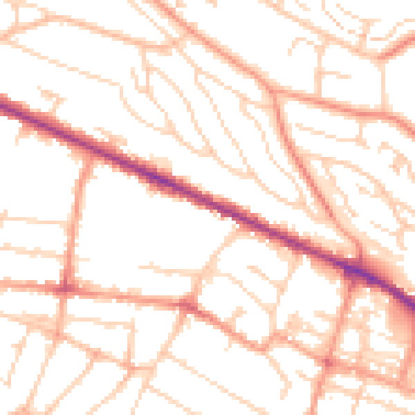 Daytime road noise heatmap for HP12 3AB