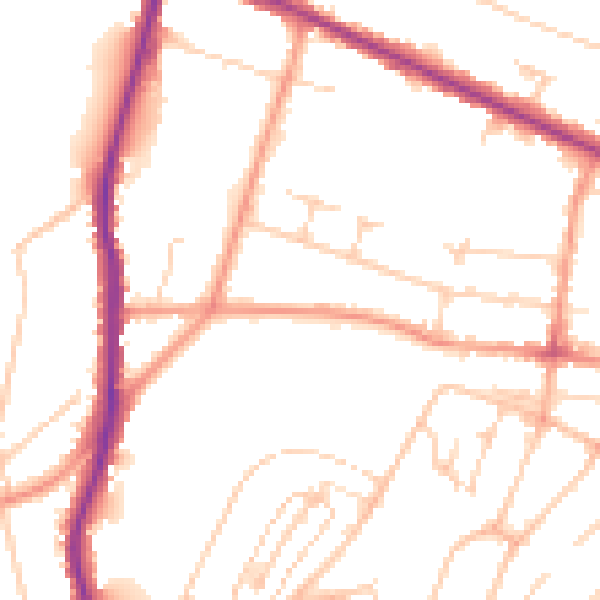 Daytime road noise heatmap for HP12 3DD