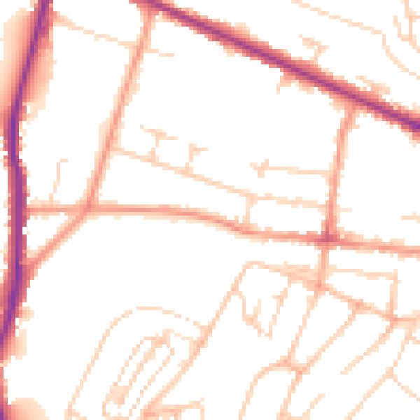 Daytime road noise heatmap for HP12 3DE