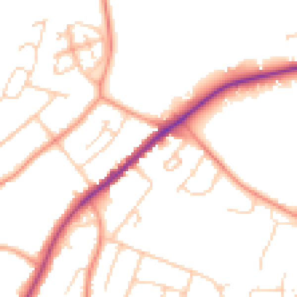Daytime road noise heatmap for HP13 5AF